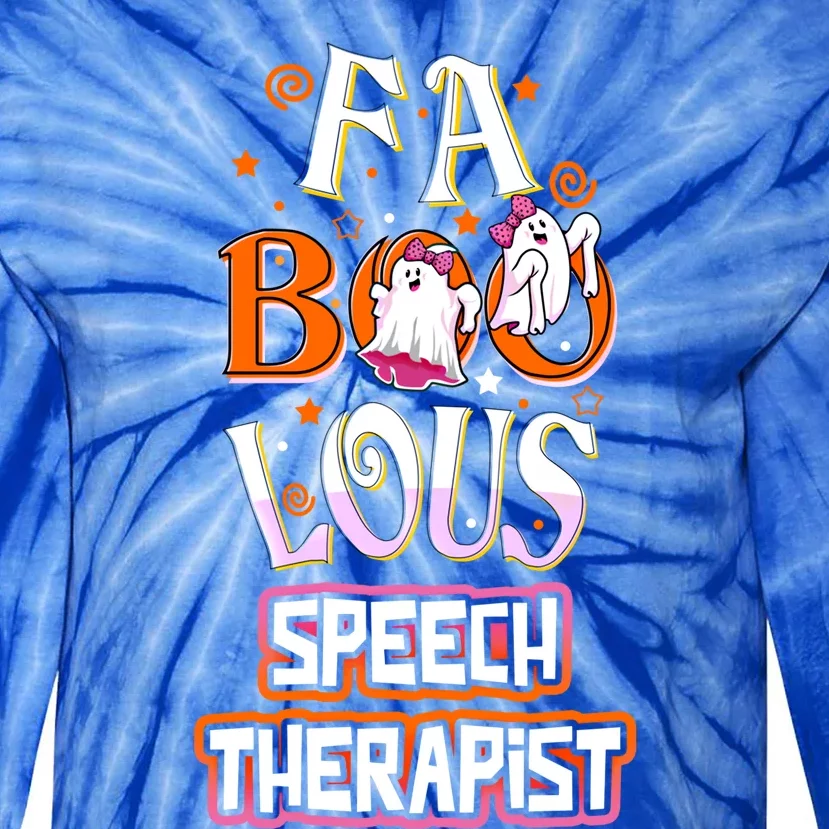 Fa Boo Lous Speech Therapist Cute Ghost Halloween Fabulous Gift Tie-Dye Long Sleeve Shirt