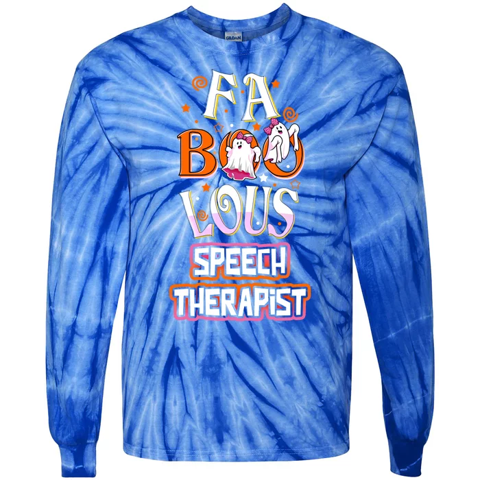 Fa Boo Lous Speech Therapist Cute Ghost Halloween Fabulous Gift Tie-Dye Long Sleeve Shirt