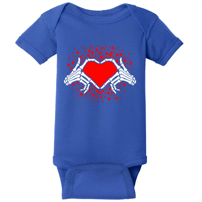 Funny Bones Love Skeleton Hand Heart Valentines Day Baby Bodysuit