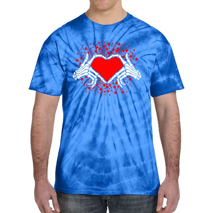 Funny Bones Love Skeleton Hand Heart Valentines Day Tie-Dye T-Shirt