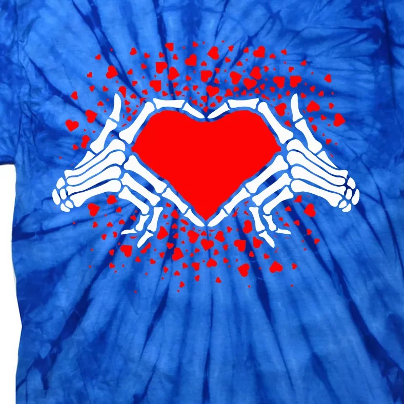 Funny Bones Love Skeleton Hand Heart Valentines Day Tie-Dye T-Shirt