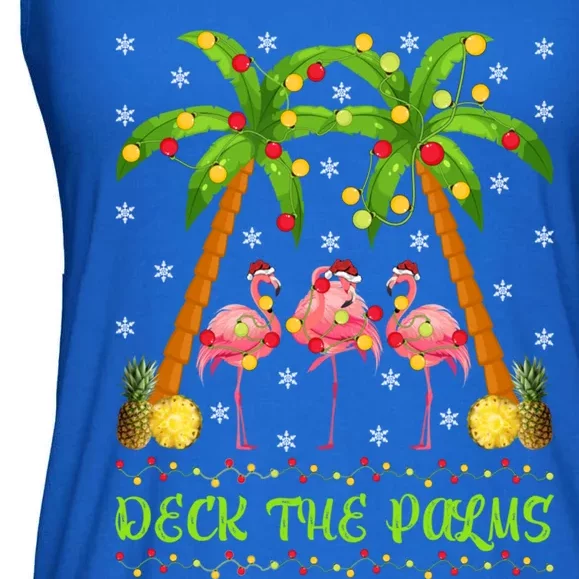 Flamingo Bird Lighting Xmas Deck The Palm Flamingo Christmas Great Gift Ladies Essential Flowy Tank