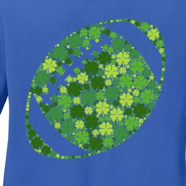 Football Ball Lucky Green Shamrock Clover Gift St Patricks Day Meaningful Gift Ladies Long Sleeve Shirt