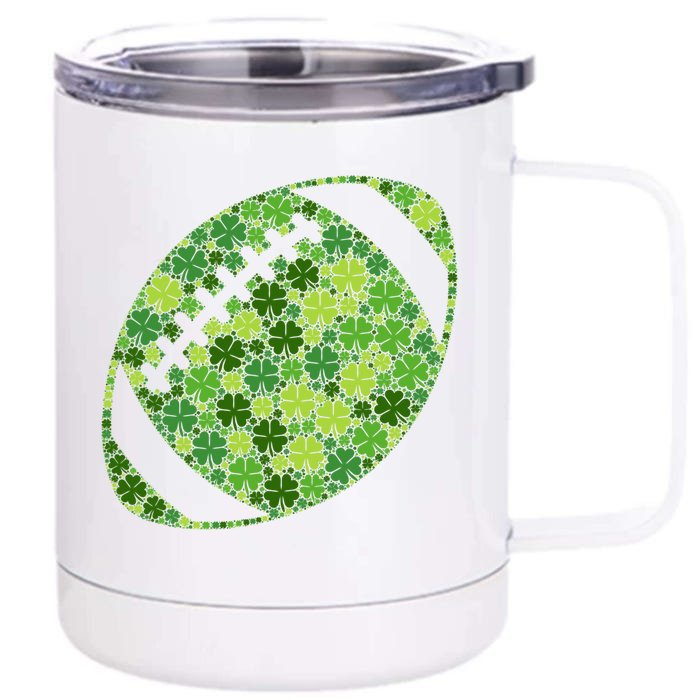 Football Ball Lucky Green Shamrock Clover Gift St Patricks Day Meaningful Gift Front & Back 12oz Stainless Steel Tumbler Cup