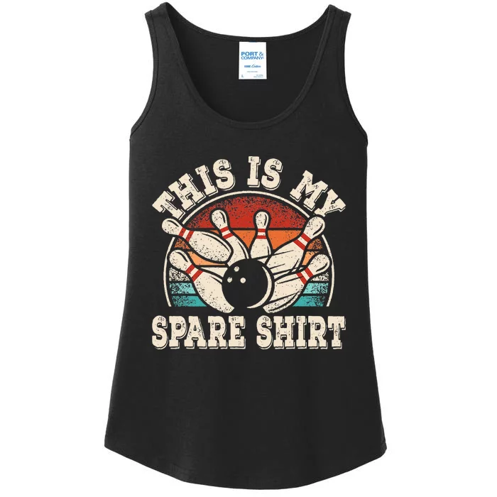 Funny Bowling Lover Bowler Retro This Is My Spare Ladies Essential Tank