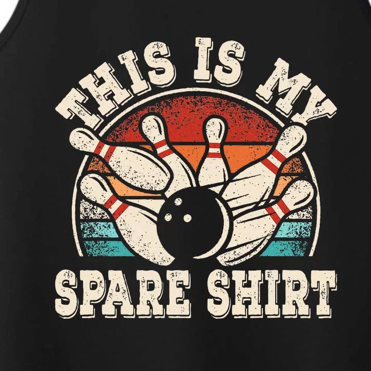 Funny Bowling Lover Bowler Retro This Is My Spare Performance Tank