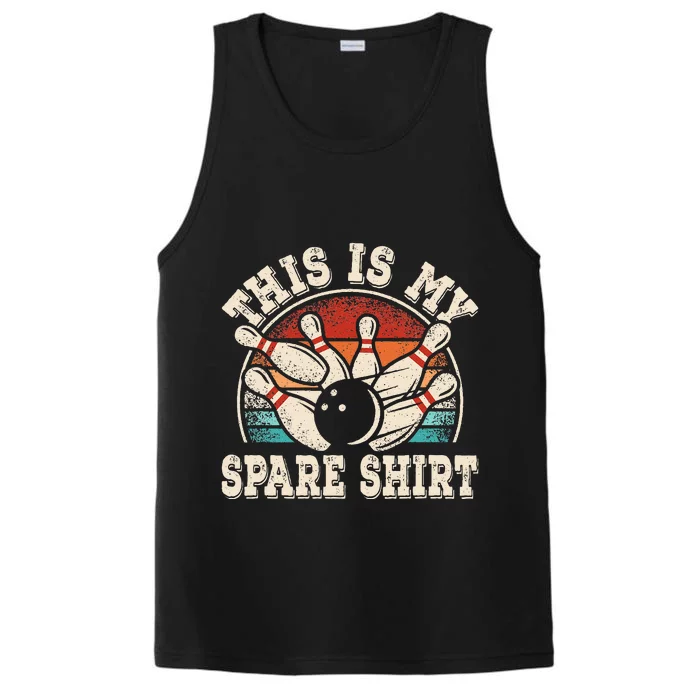 Funny Bowling Lover Bowler Retro This Is My Spare Performance Tank