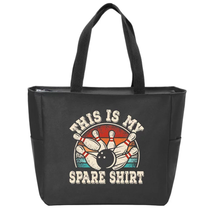 Funny Bowling Lover Bowler Retro This Is My Spare Zip Tote Bag