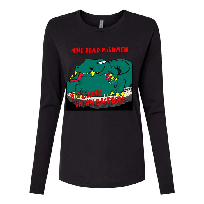 Funny Big Lizard In Backyard New Vector Design Womens Cotton Relaxed Long Sleeve T-Shirt