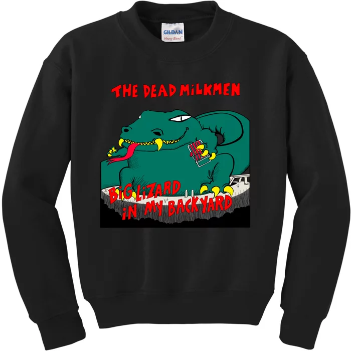 Funny Big Lizard In Backyard New Vector Design Kids Sweatshirt