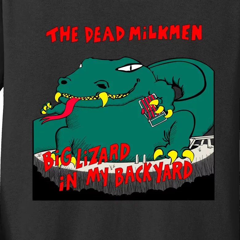 Funny Big Lizard In Backyard New Vector Design Kids Long Sleeve Shirt