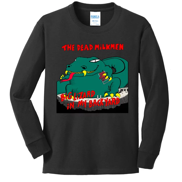 Funny Big Lizard In Backyard New Vector Design Kids Long Sleeve Shirt