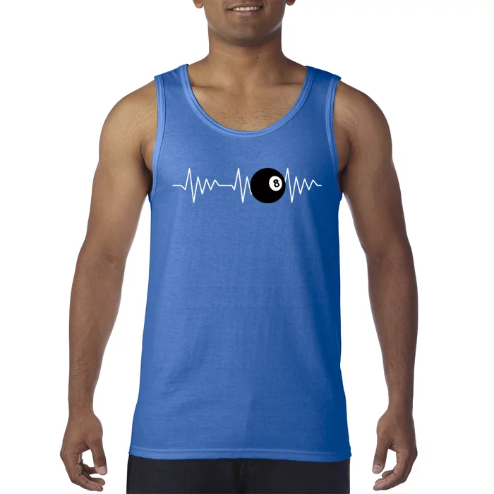 Funny Billiards Lover Heartbeat Ekg Gift Tank Top