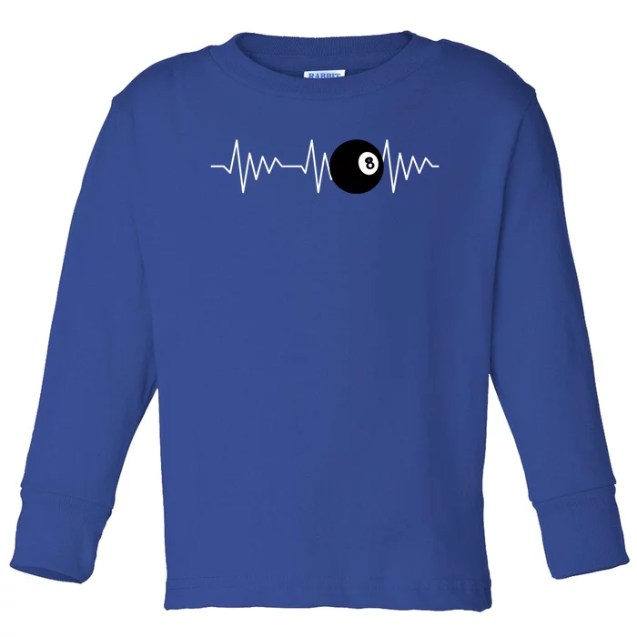 Funny Billiards Lover Heartbeat Ekg Gift Toddler Long Sleeve Shirt