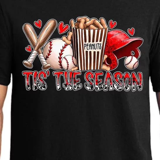 Funny Baseball Lover Tis The Season Baseball Mom Game Day Pajama Set