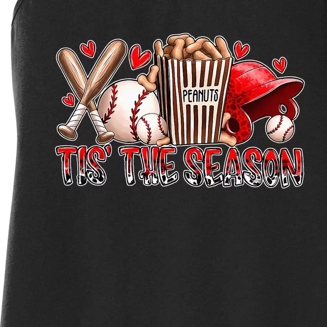 Funny Baseball Lover Tis The Season Baseball Mom Game Day Women's Racerback Tank