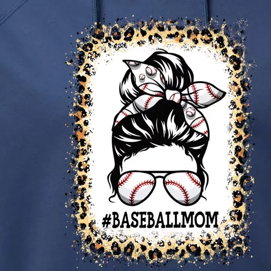 Funny Baseball Mom Messy Bun Player Mom Mother's Day Gift Performance Fleece Hoodie