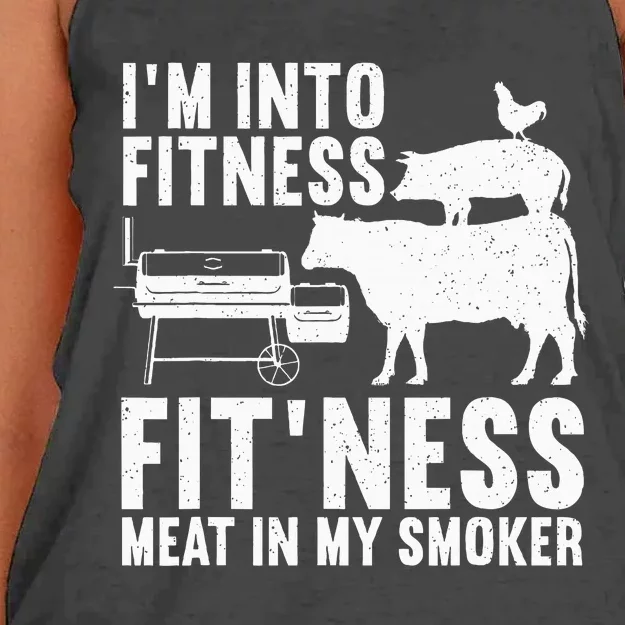 Funny Bbq Meat Smoking Griller Art Women's Knotted Racerback Tank