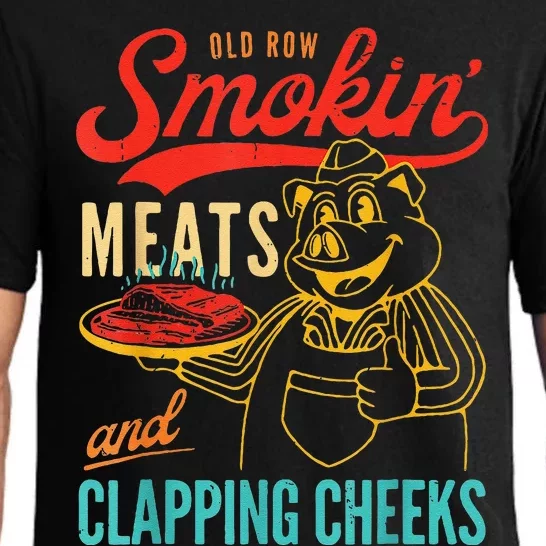 Funny Bbq Meat Groovy Smoking Meats And Clapping Cheeks Pajama Set