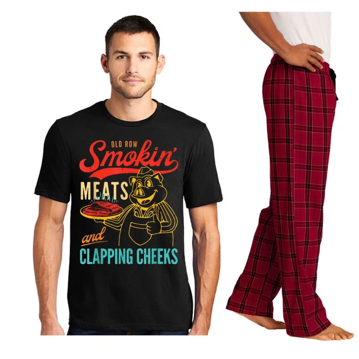 Funny Bbq Meat Groovy Smoking Meats And Clapping Cheeks Pajama Set