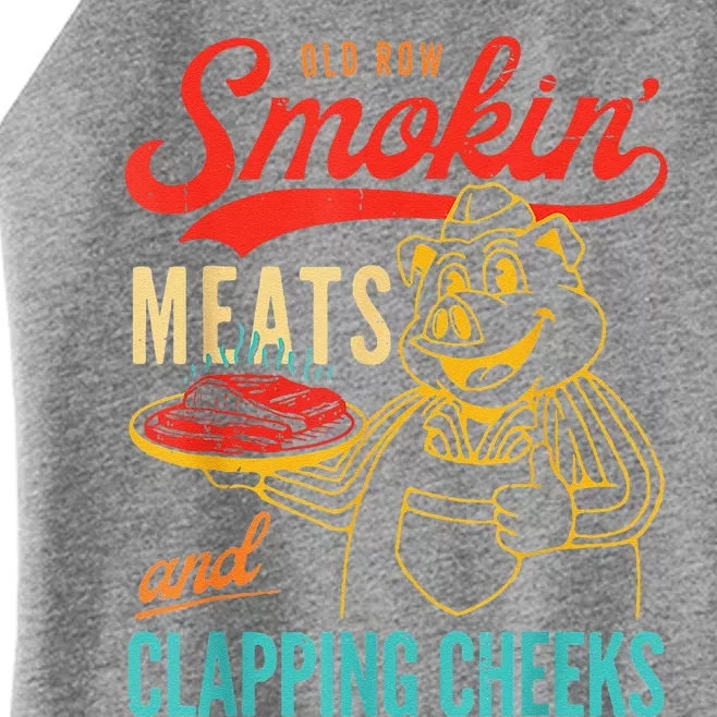 Funny Bbq Meat Groovy Smoking Meats And Clapping Cheeks Women’s Perfect Tri Rocker Tank