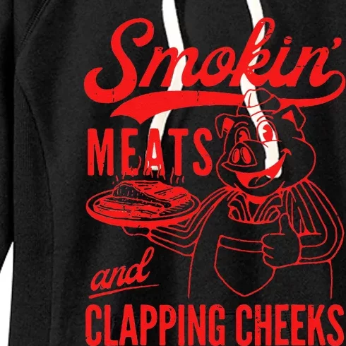 Funny Bbq Meat Groovy Smoking Meats And Clapping Cheeks Women's Fleece Hoodie