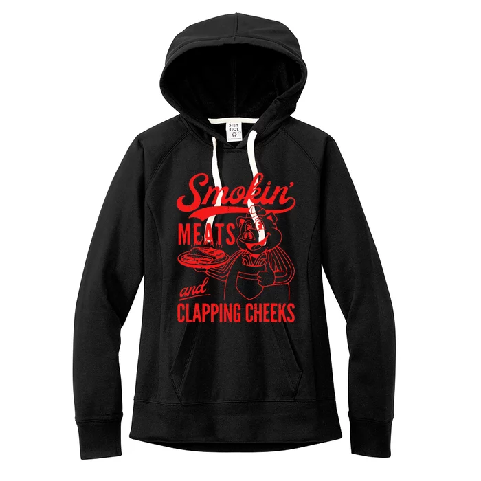 Funny Bbq Meat Groovy Smoking Meats And Clapping Cheeks Women's Fleece Hoodie