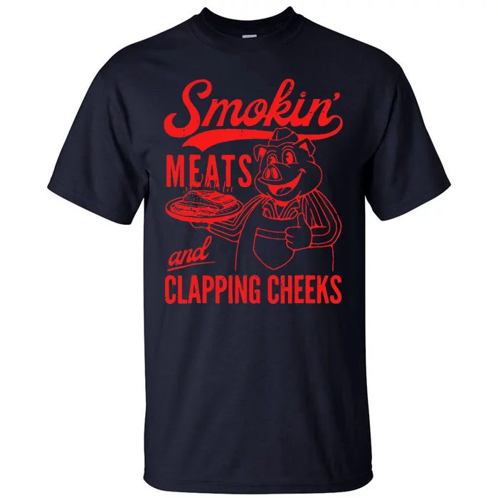 Funny Bbq Meat Groovy Smoking Meats And Clapping Cheeks Tall T-Shirt