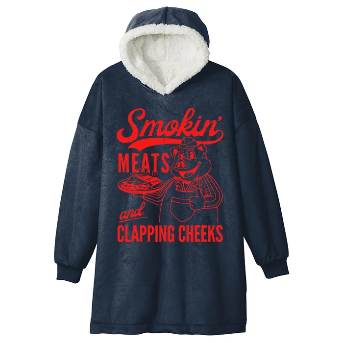 Funny Bbq Meat Groovy Smoking Meats And Clapping Cheeks Hooded Wearable Blanket