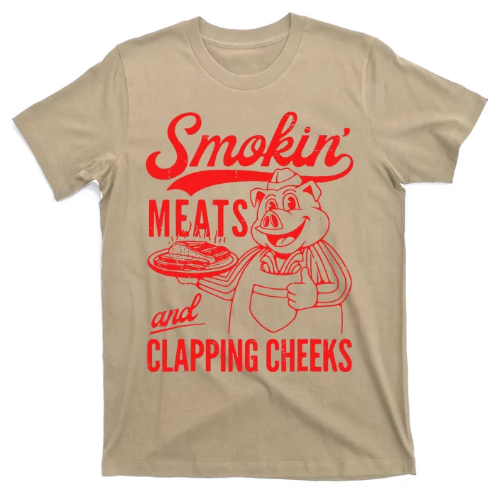 Funny Bbq Meat Groovy Smoking Meats And Clapping Cheeks T-Shirt