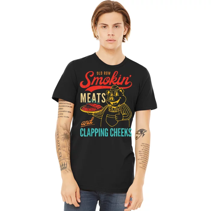 Funny Bbq Meat Groovy Smoking Fun Premium T-Shirt