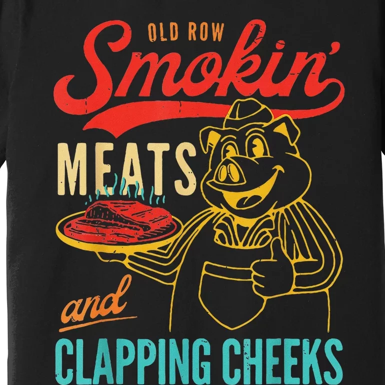 Funny Bbq Meat Groovy Smoking Fun Premium T-Shirt