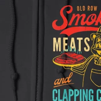 Funny Bbq Meat Groovy Smoking Fun Full Zip Hoodie