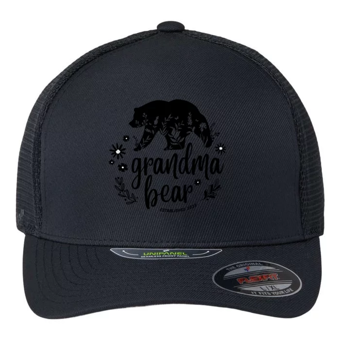 Floral Bear Matching Family Outfits, Funny Grandma Bear Flexfit Unipanel Trucker Cap