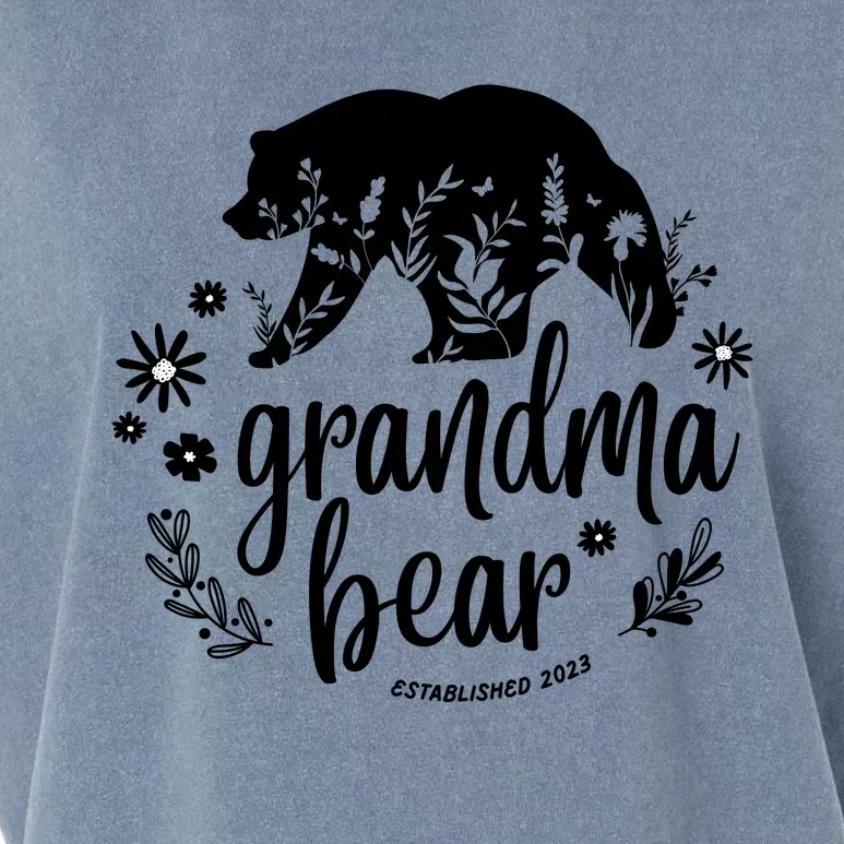 Floral Bear Matching Family Outfits, Funny Grandma Bear Garment-Dyed Women's Muscle Tee