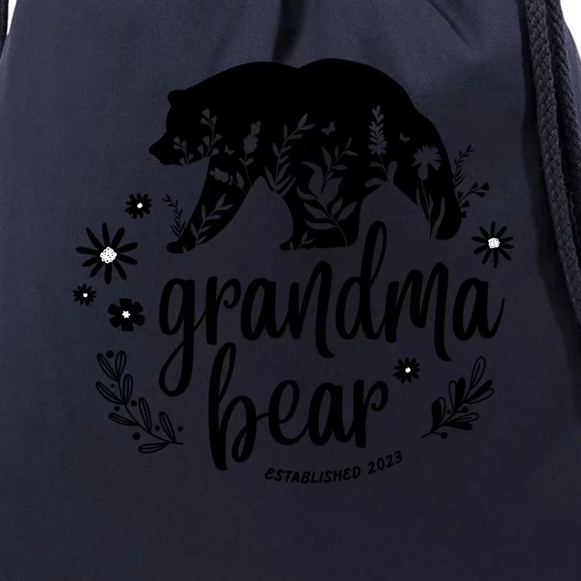 Floral Bear Matching Family Outfits, Funny Grandma Bear Drawstring Bag