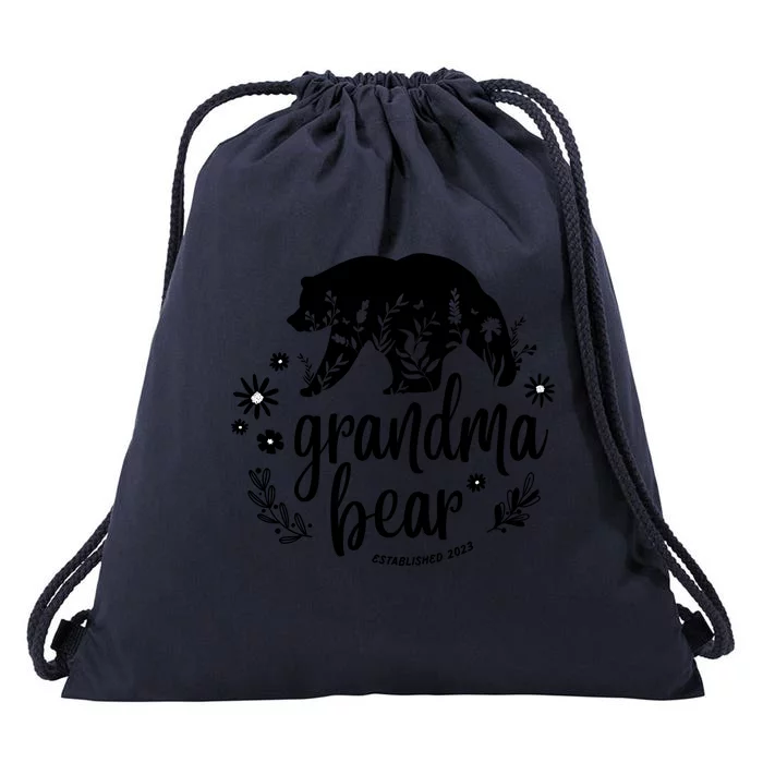 Floral Bear Matching Family Outfits, Funny Grandma Bear Drawstring Bag