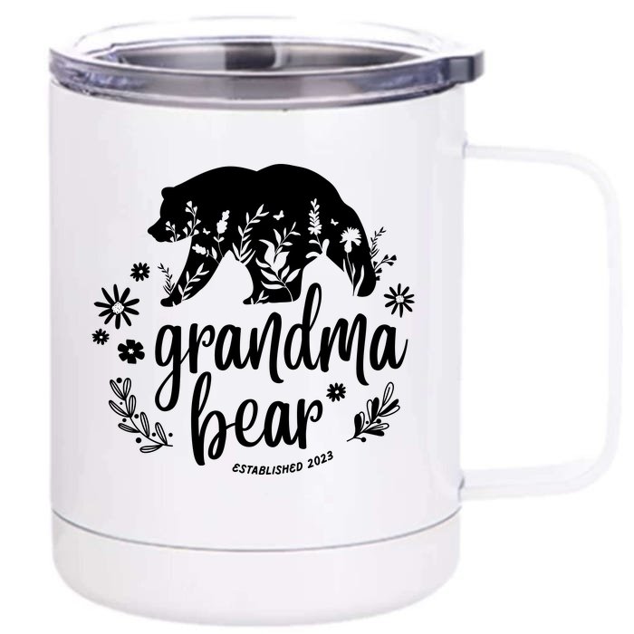 Floral Bear Matching Family Outfits, Funny Grandma Bear Front & Back 12oz Stainless Steel Tumbler Cup