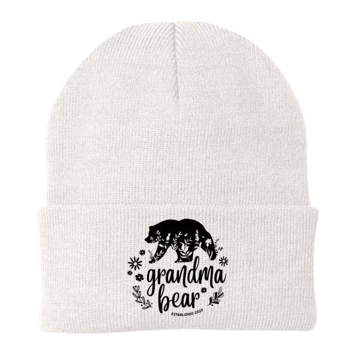 Floral Bear Matching Family Outfits, Funny Grandma Bear Knit Cap Winter Beanie