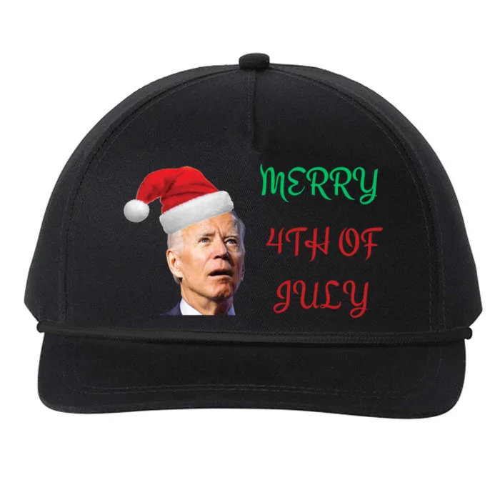 Funny Biden Merry 4th Of July Christmas Red And Green Snapback Five-Panel Rope Hat