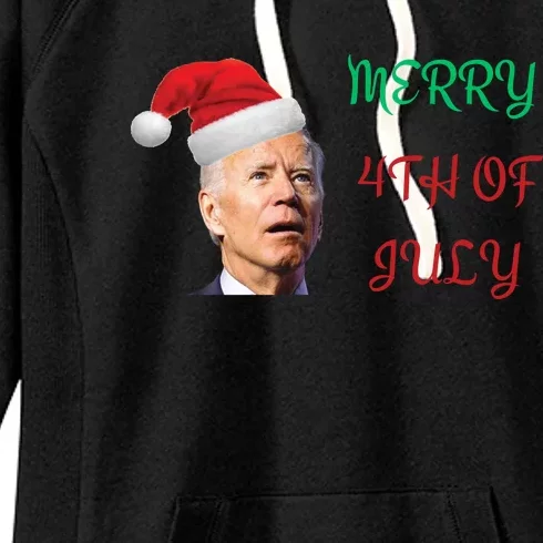 Funny Biden Merry 4th Of July Christmas Red And Green Women's Fleece Hoodie