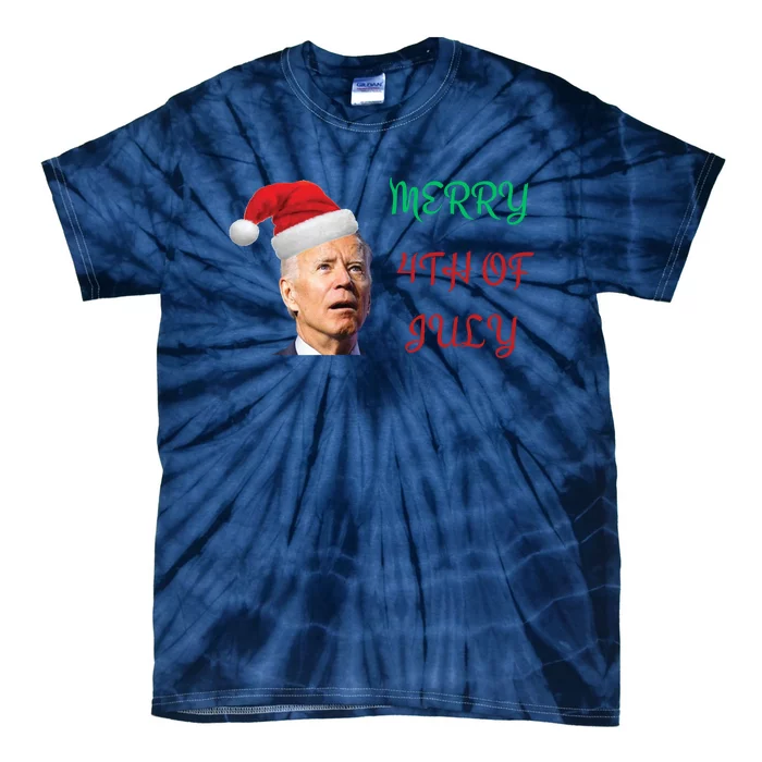 Funny Biden Merry 4th Of July Christmas Red And Green Tie-Dye T-Shirt