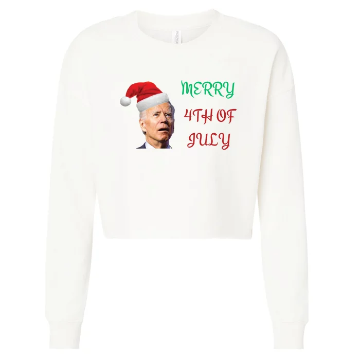 Funny Biden Merry 4th Of July Christmas Red And Green Cropped Pullover Crew