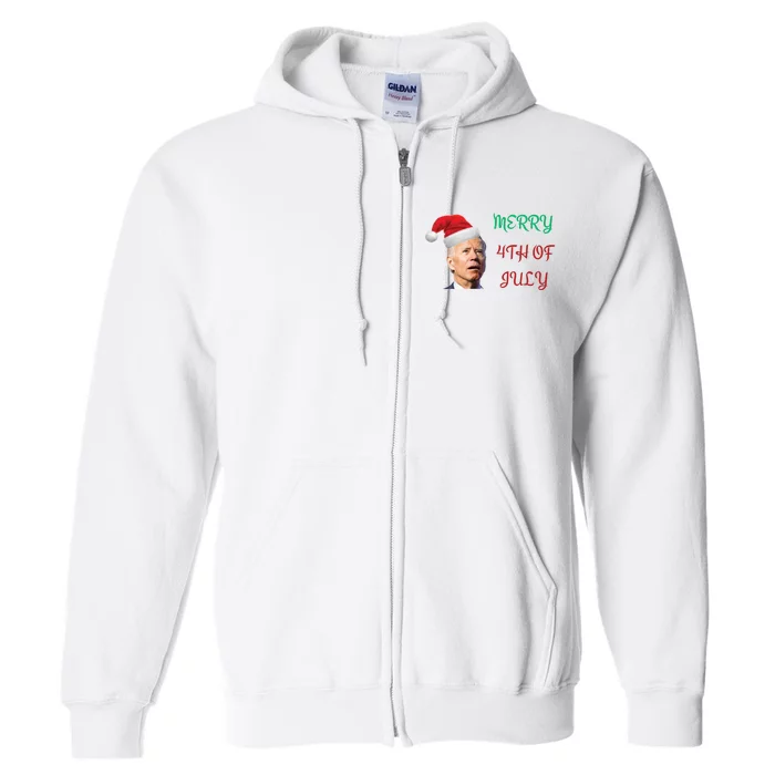 Funny Biden Merry 4th Of July Christmas Red And Green Full Zip Hoodie