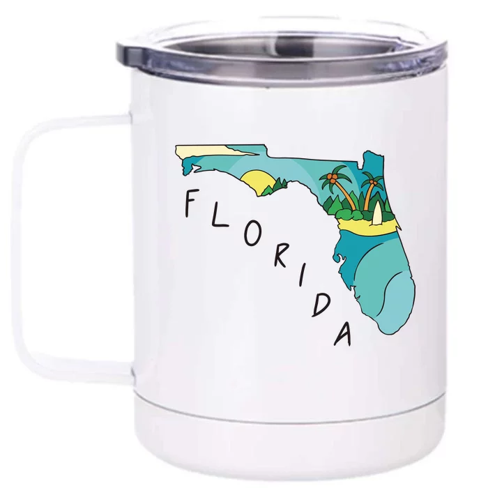 Florida Beach Map Front & Back 12oz Stainless Steel Tumbler Cup