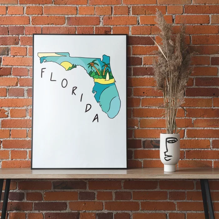 Florida Beach Map Poster