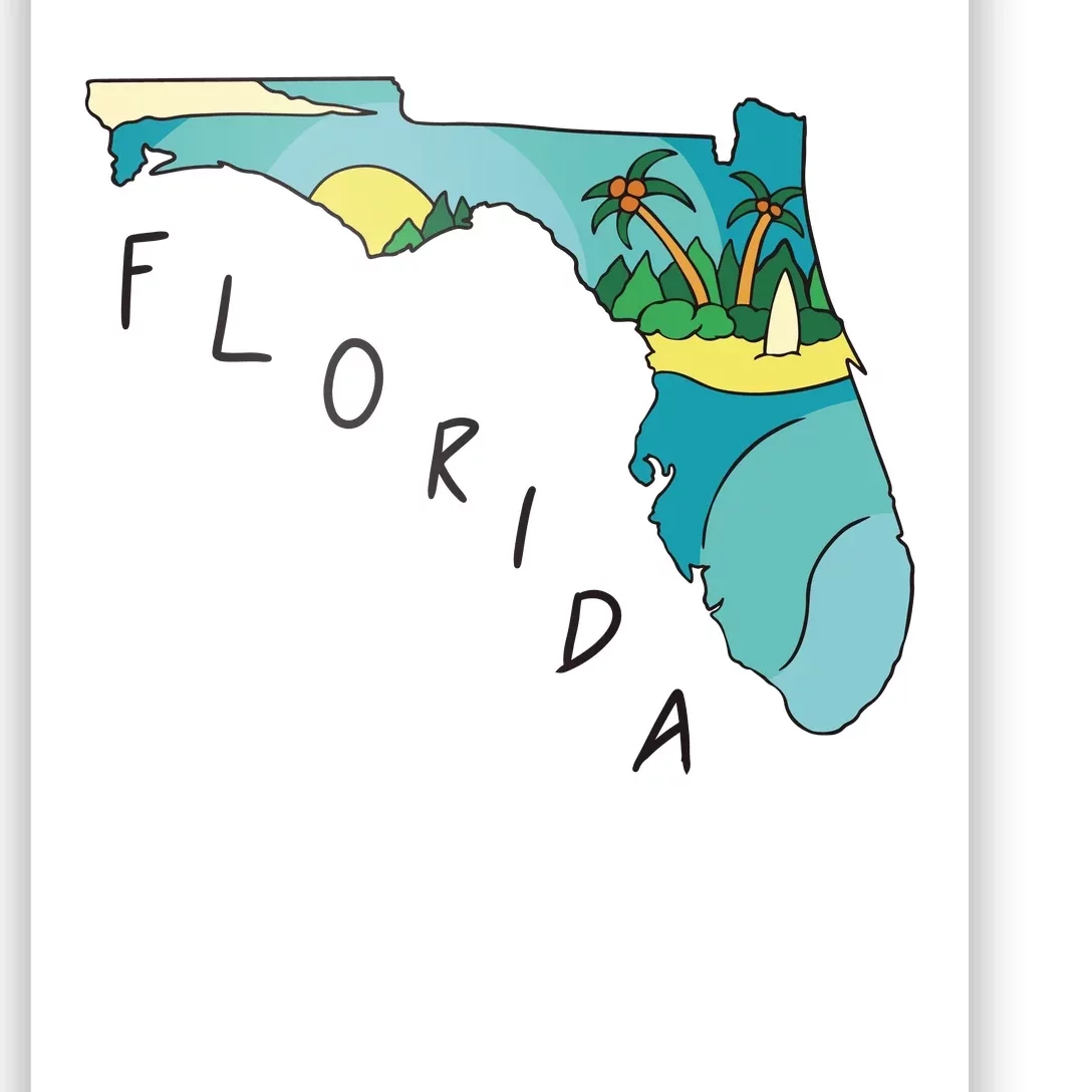 Florida Beach Map Poster