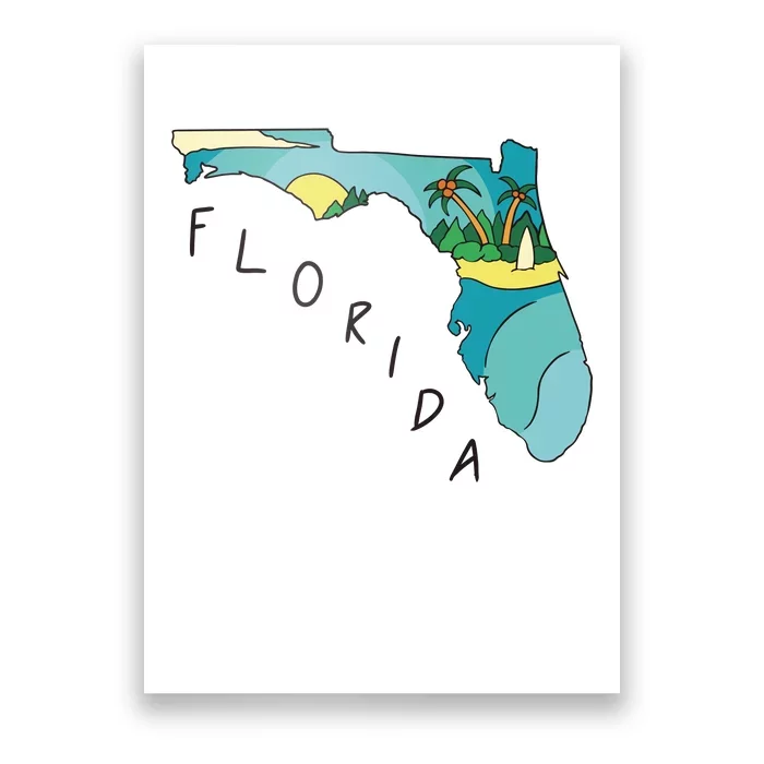 Florida Beach Map Poster