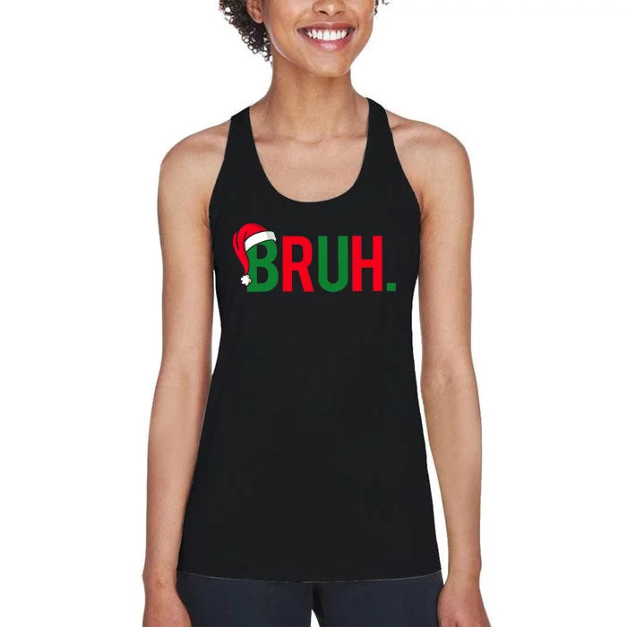 Funny Bruh Merry Christmas Pajama Family Meme Xmas Women's Racerback Tank