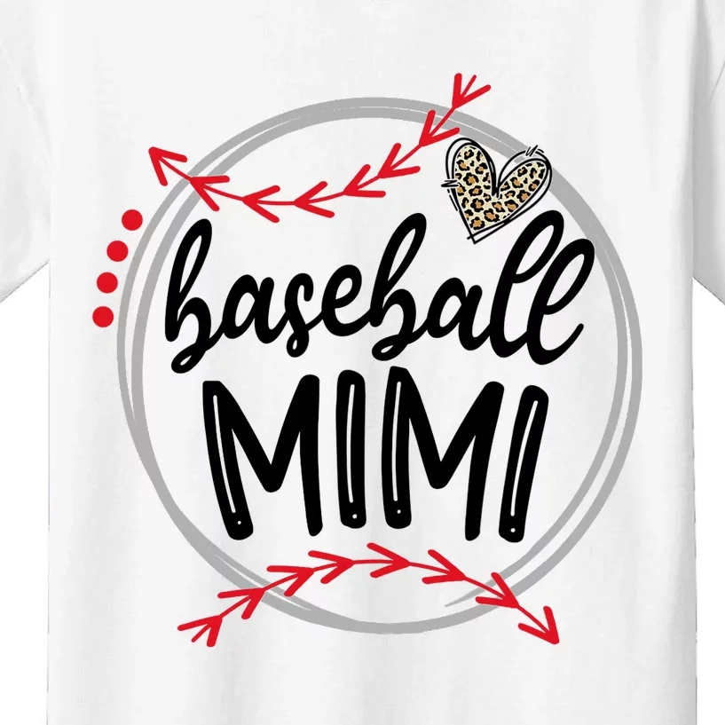 Funny Baseball Mimi Leopard Baseball Lovers Kids T-Shirt